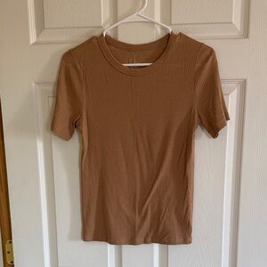 a new day Tan Ribbed Short Sleeve Tee